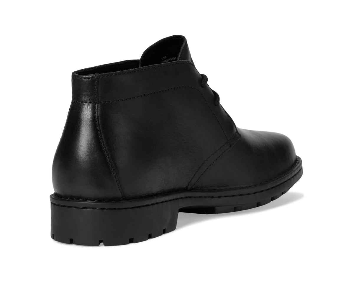 Men's Born black leather lace-up ankle boots with low heel and treaded sole