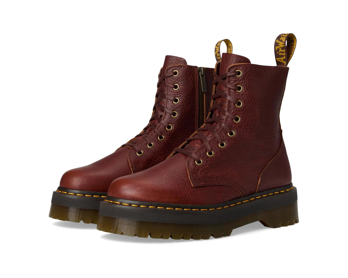 Dr. Martens Jadon unisex lace-up boots in cashew-brown leather with chunky platform sole