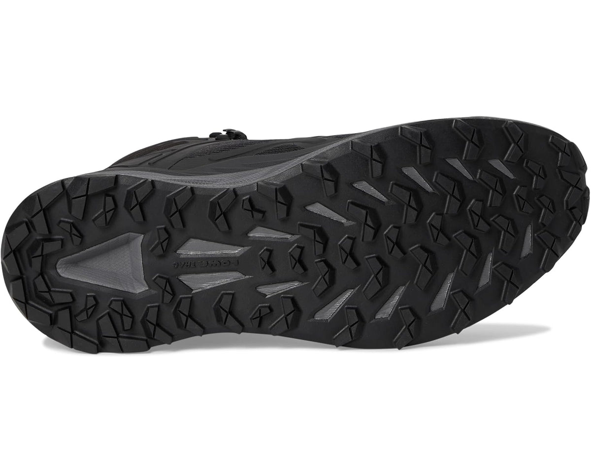 Black rubber outsole with deep tread lugs for traction