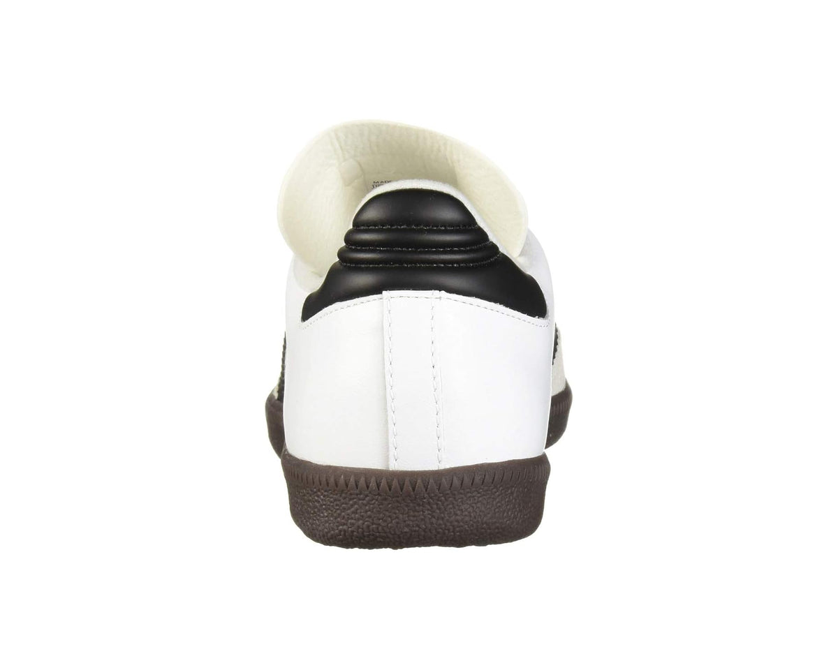 Unisex adidas Samba® soccer cleat heel, white upper with black heel tab and gum sole
