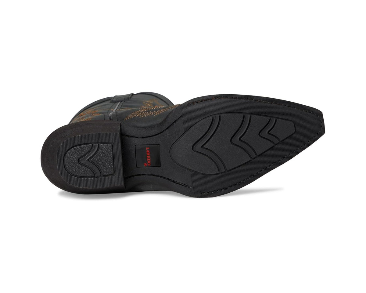 Men's cowboy boots outsole view with tread and heel