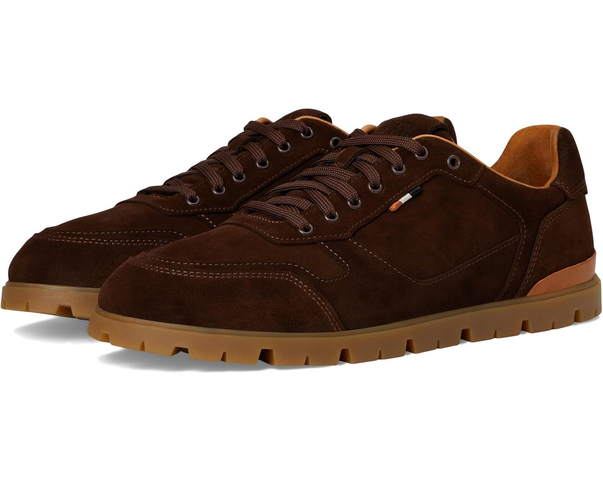 Men's Vail polo sneakers in dark brown suede, lace-up front and cushioned sole