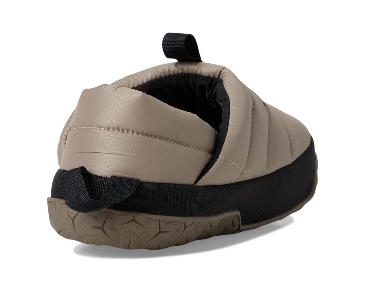 Men's The North Face Nuptse mule heel view with open collar and cushioned lining