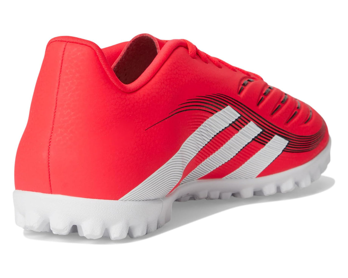 Unisex adidas Predator turf soccer cleats, red heel with white/black stripe detail