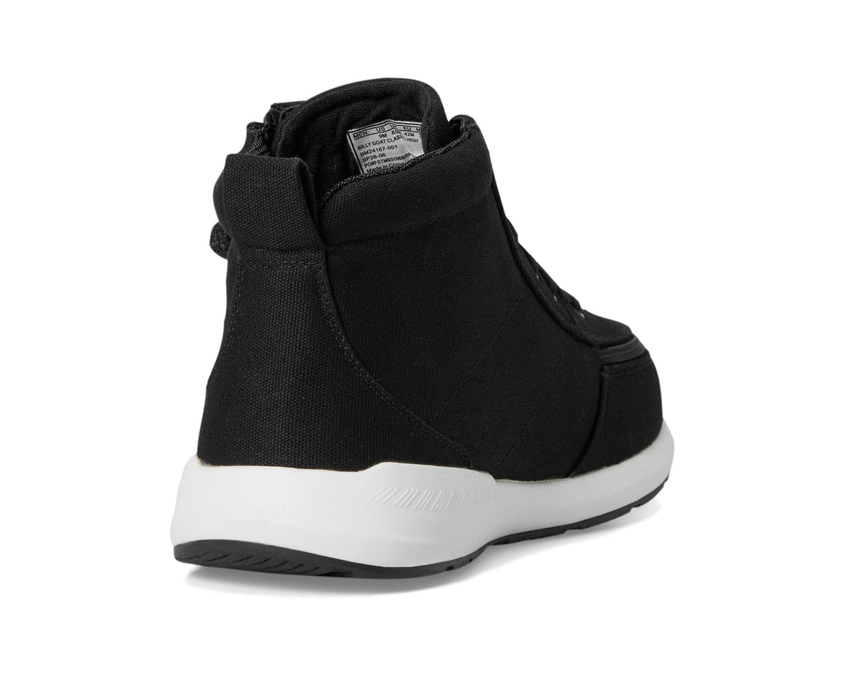 Men's black high-top sneakers with heel tab and white sole