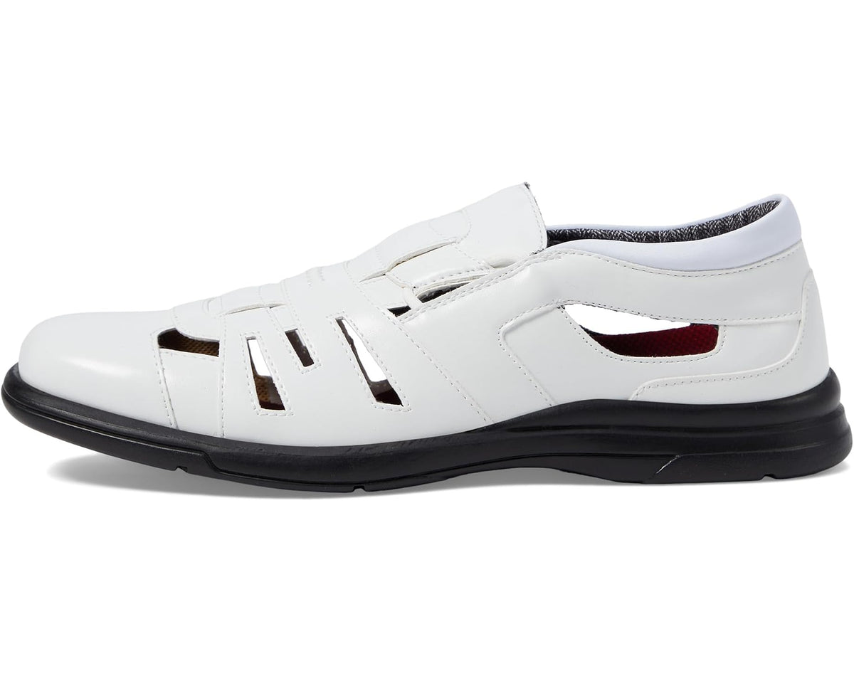 White fisherman sandal with adjustable straps and cutout detailing