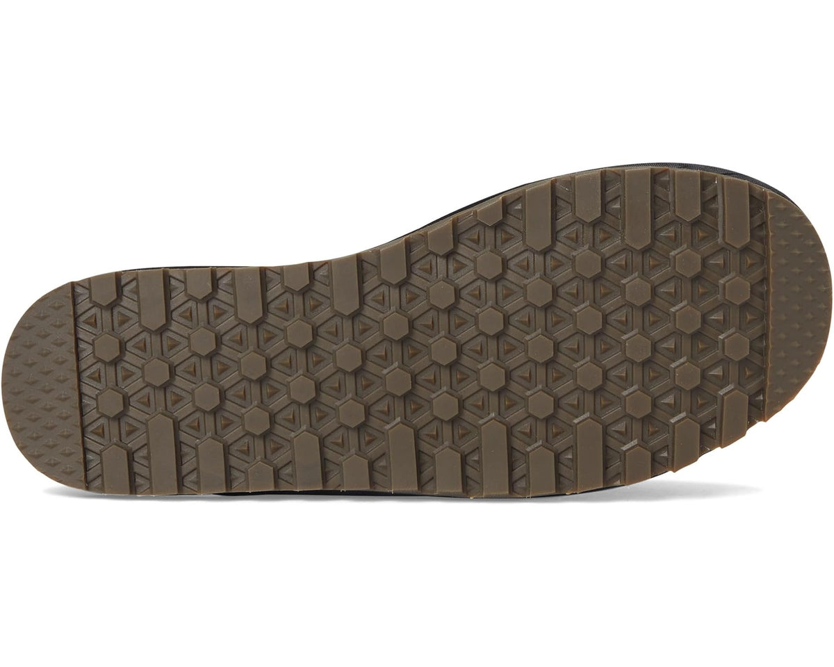 Unisex black rubber outsole with hexagonal tread pattern for traction