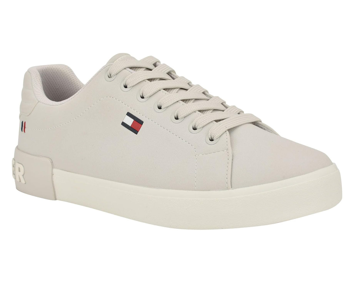 Men's Tommy Hilfiger low-top sneakers in light ice grey with lace eyelets and flag