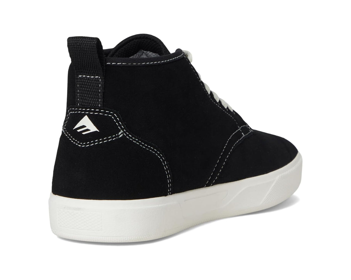 Men's black suede high-top sneaker heel with cushioned collar and side emblem