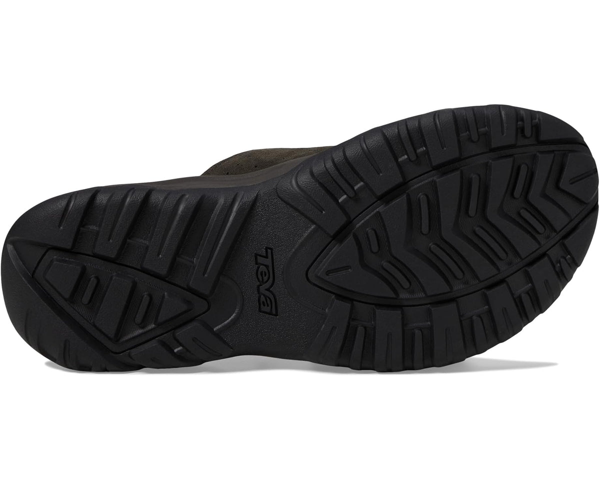 Men's slide sandals outsole with grippy rubber tread and molded traction channels