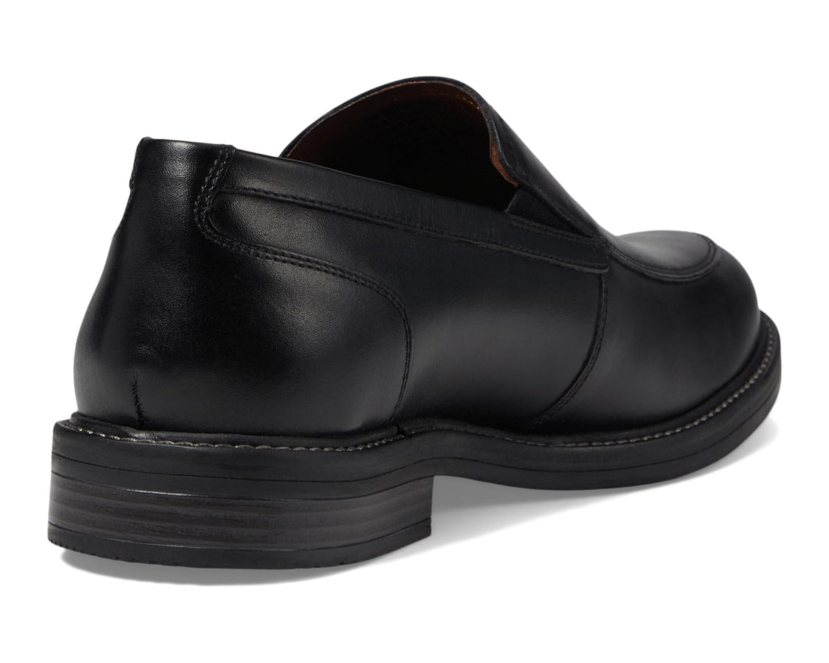 Black leather loafer heel with smooth back panel and padded collar