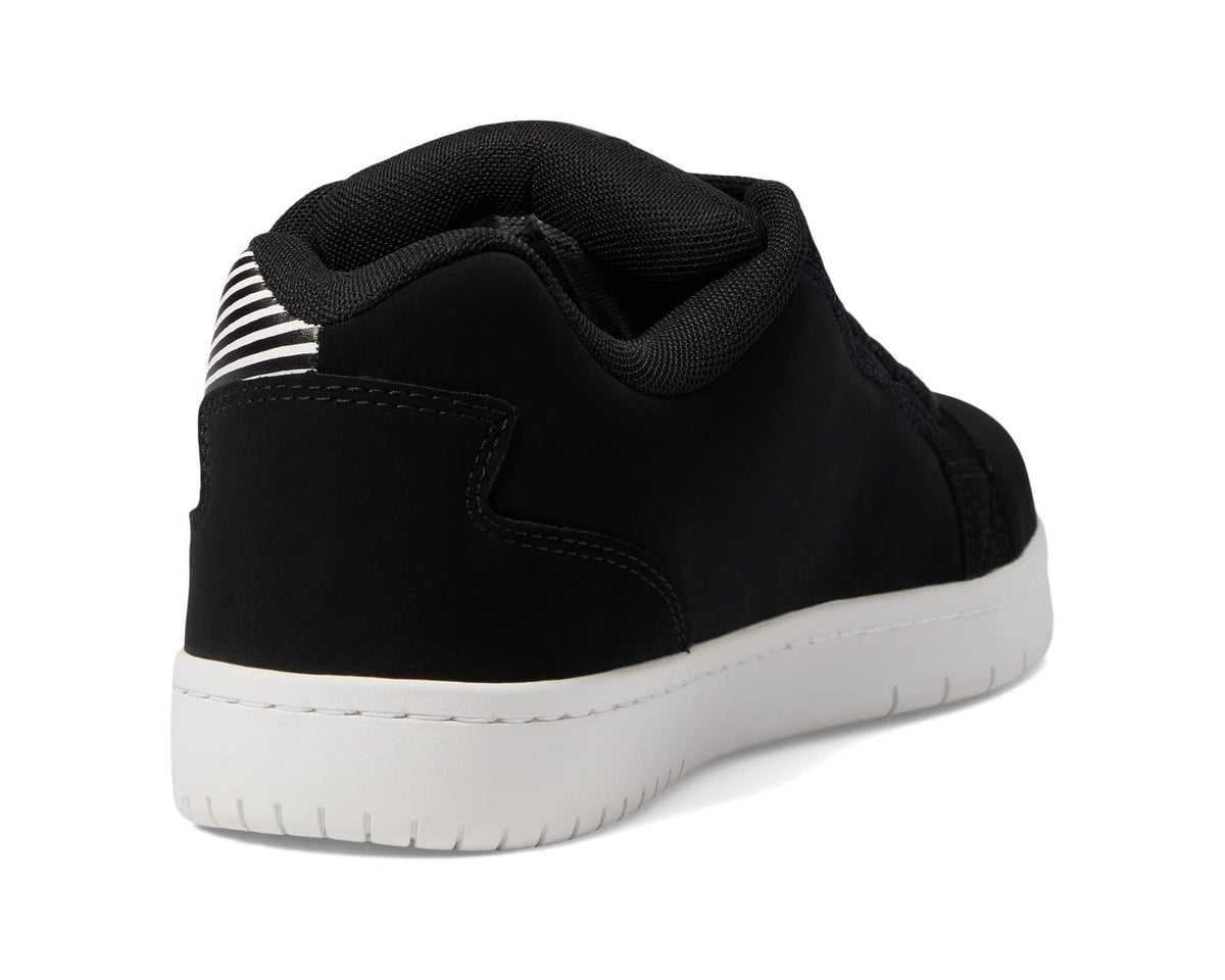 Volcom men's black sneakers with padded collar, stitched overlays, and white rubber sole