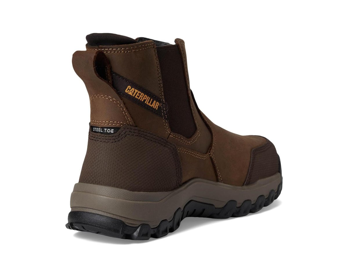 Men's bison waterproof Chelsea boot rear view with pull loop and rugged outsole