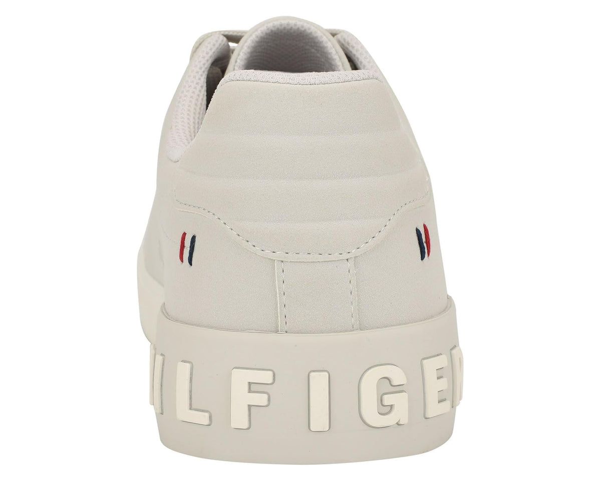 Men's Tommy Hilfiger low-top sneakers, light ice grey heel with logo and pull tab