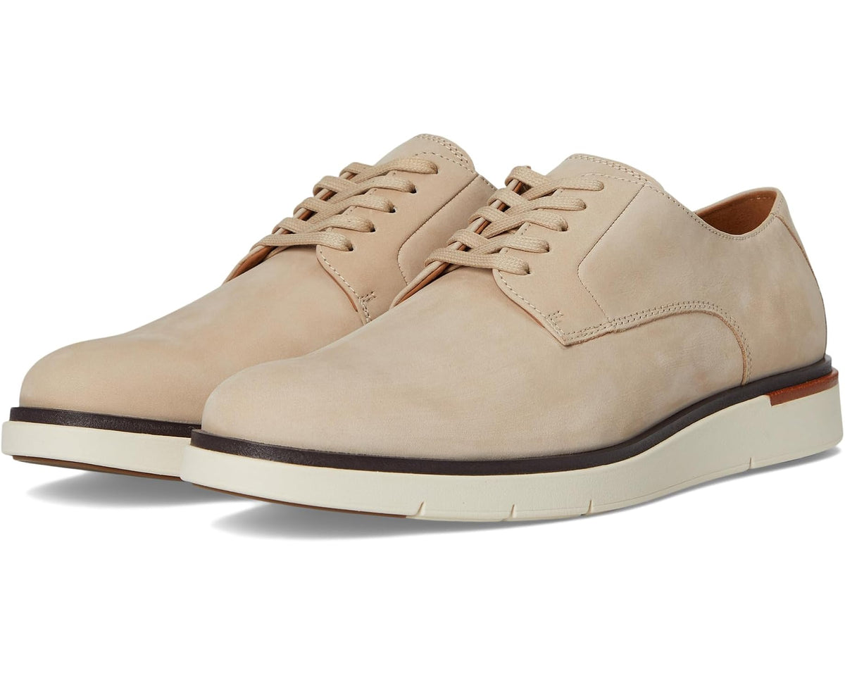 Men's sand nubuck lace-up oxford with cushioned sole and contrast trim