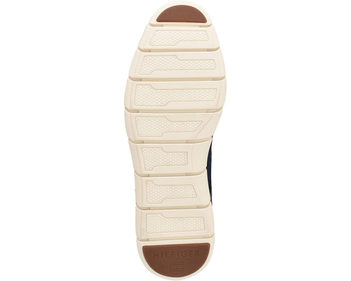 Men's navy and beige treaded outsole for lace-up casual shoes