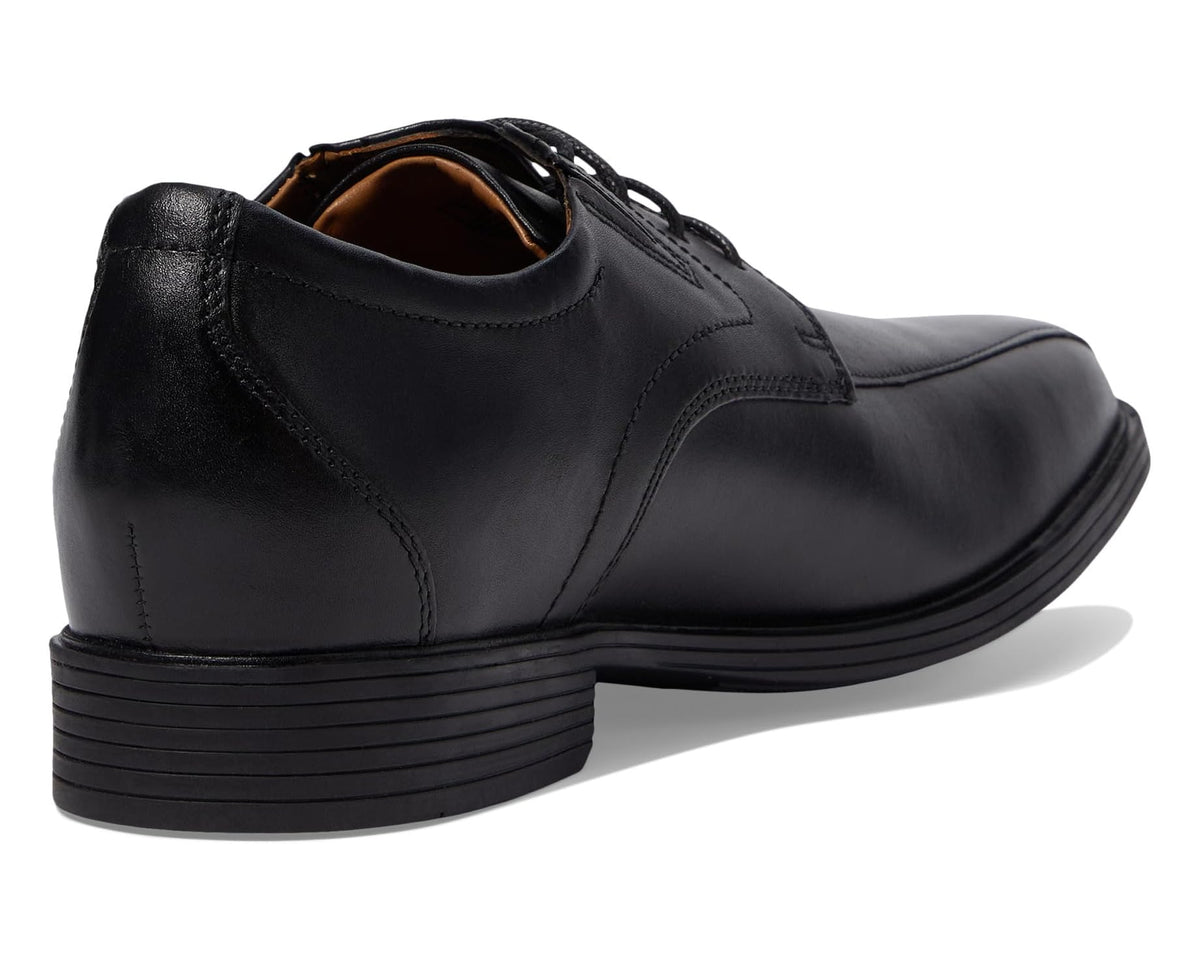 Men's black leather oxford shoe heel with ribbed tread sole