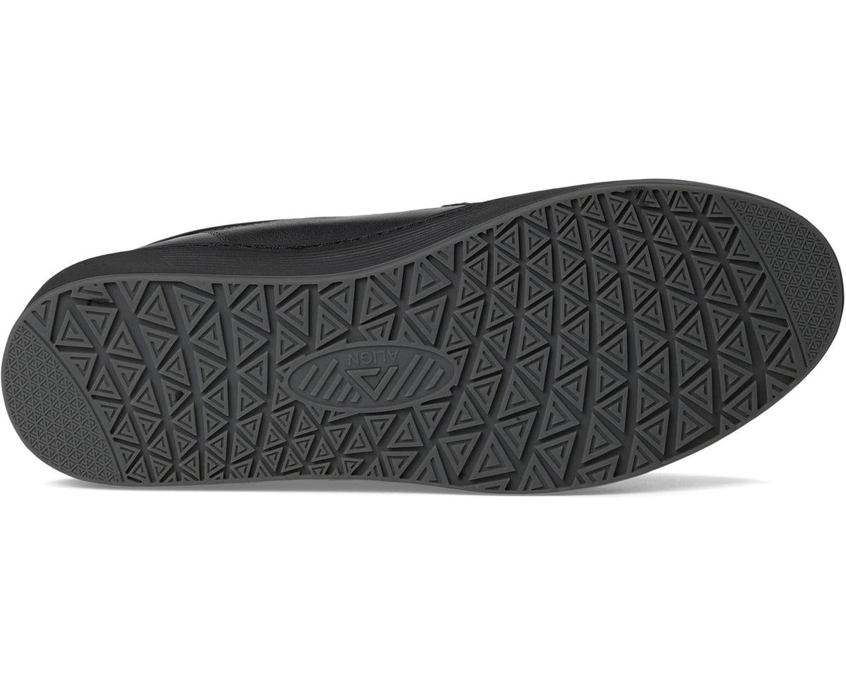 Black loafer outsole with textured geometric tread