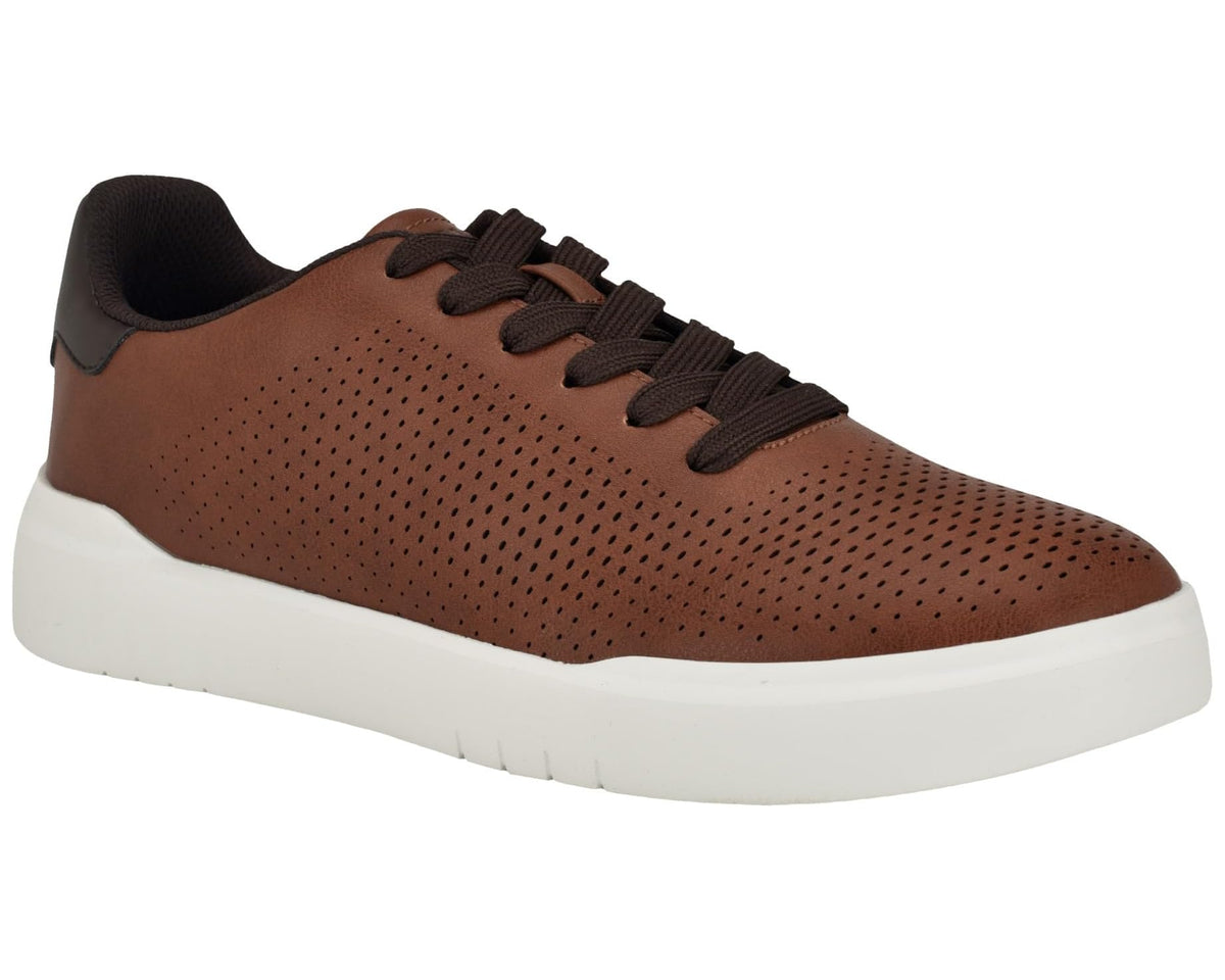 Tommy Hilfiger Norwin men’s side view sneakers, cognac perforated upper, dark laces