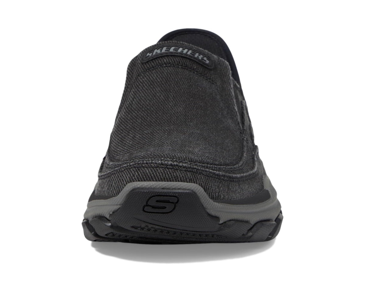 Men's SKECHERS slip-on sneakers heel in black knit with S logo detail