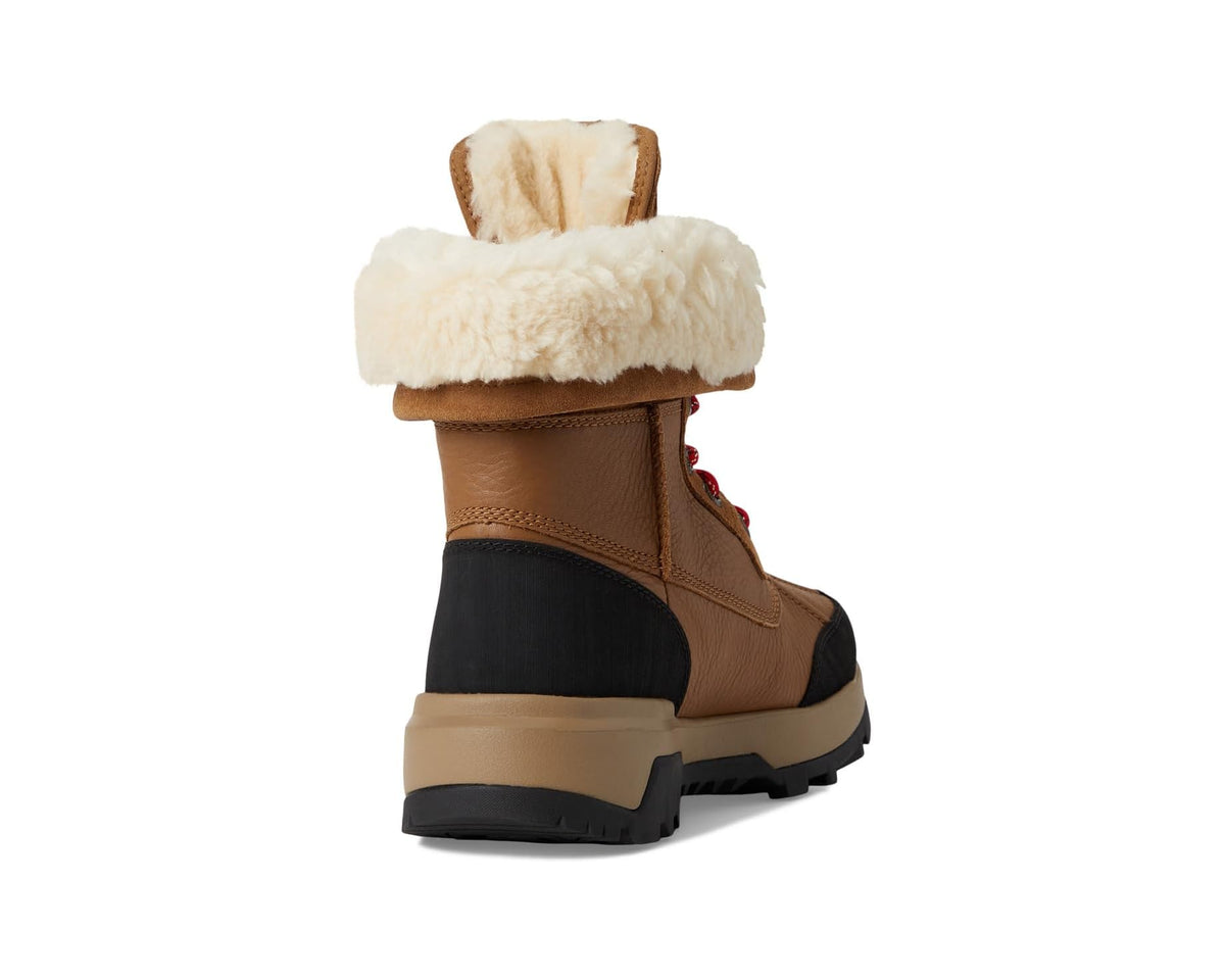 Men's UGG Adirondack boots rear view with faux-fur trim and grippy sole