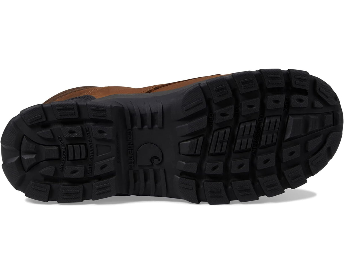 Men's Carhartt rugged tread outsole on brown leather work boot