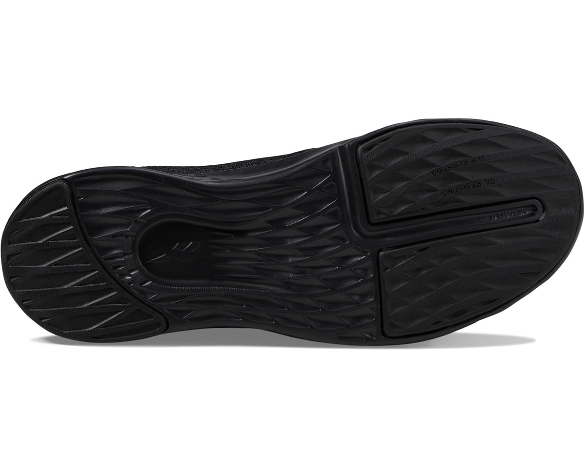 Reebok men's black work sneaker, treaded outsole with sculpted rubber sidewall