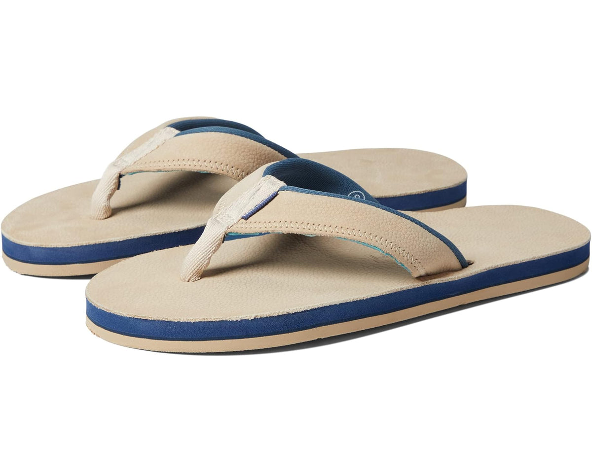 Men's hari mari flip-flop sandals in sand with blue straps and tan rubber sole