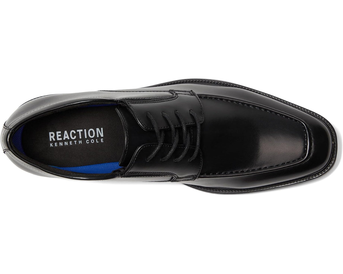Black lace-up dress shoe with padded tongue and blue-lined interior logo