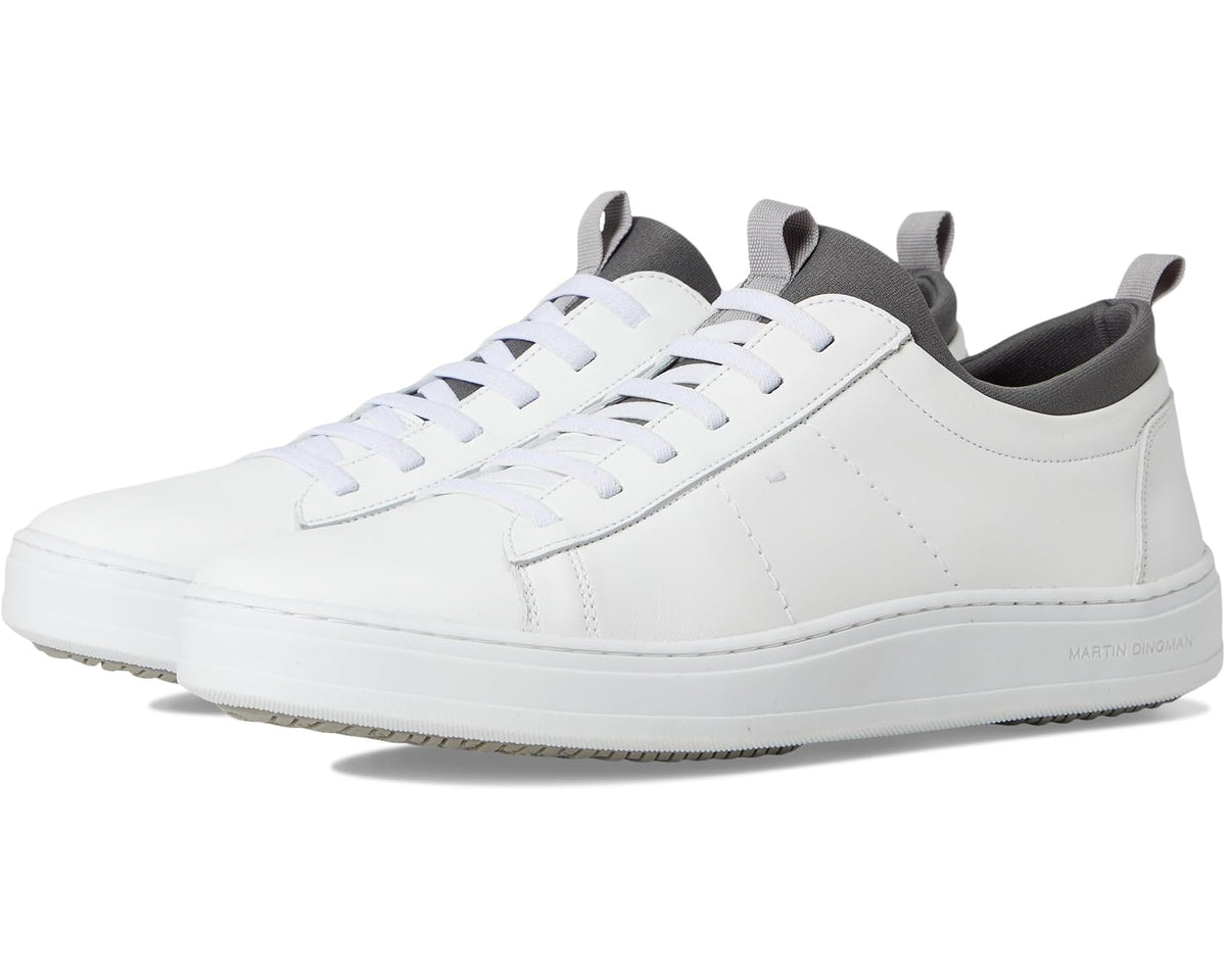 Men's Martin Dingman low-top sneakers in white with gray heel and lace panels