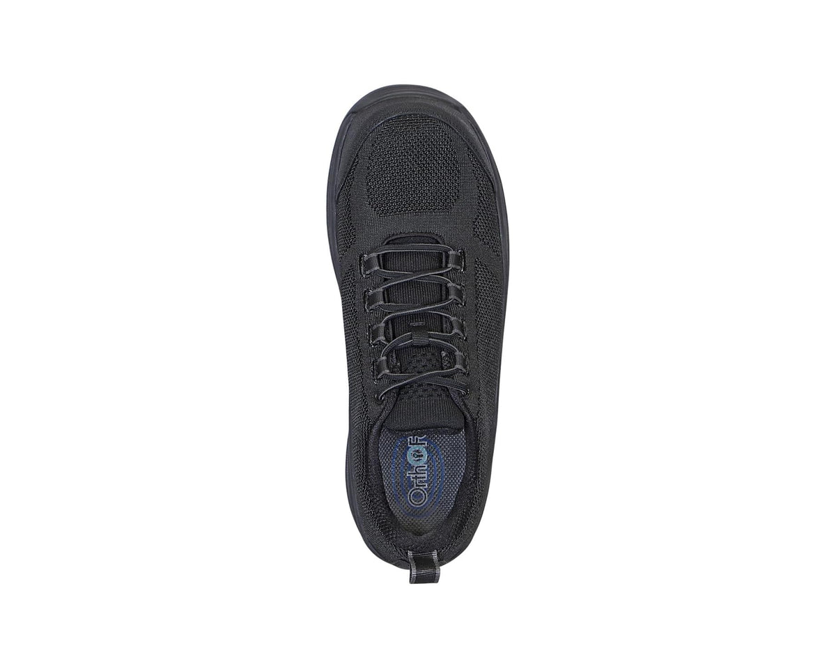Men's Orthofeet Cobalt black lace-up shoe top view with insole visible