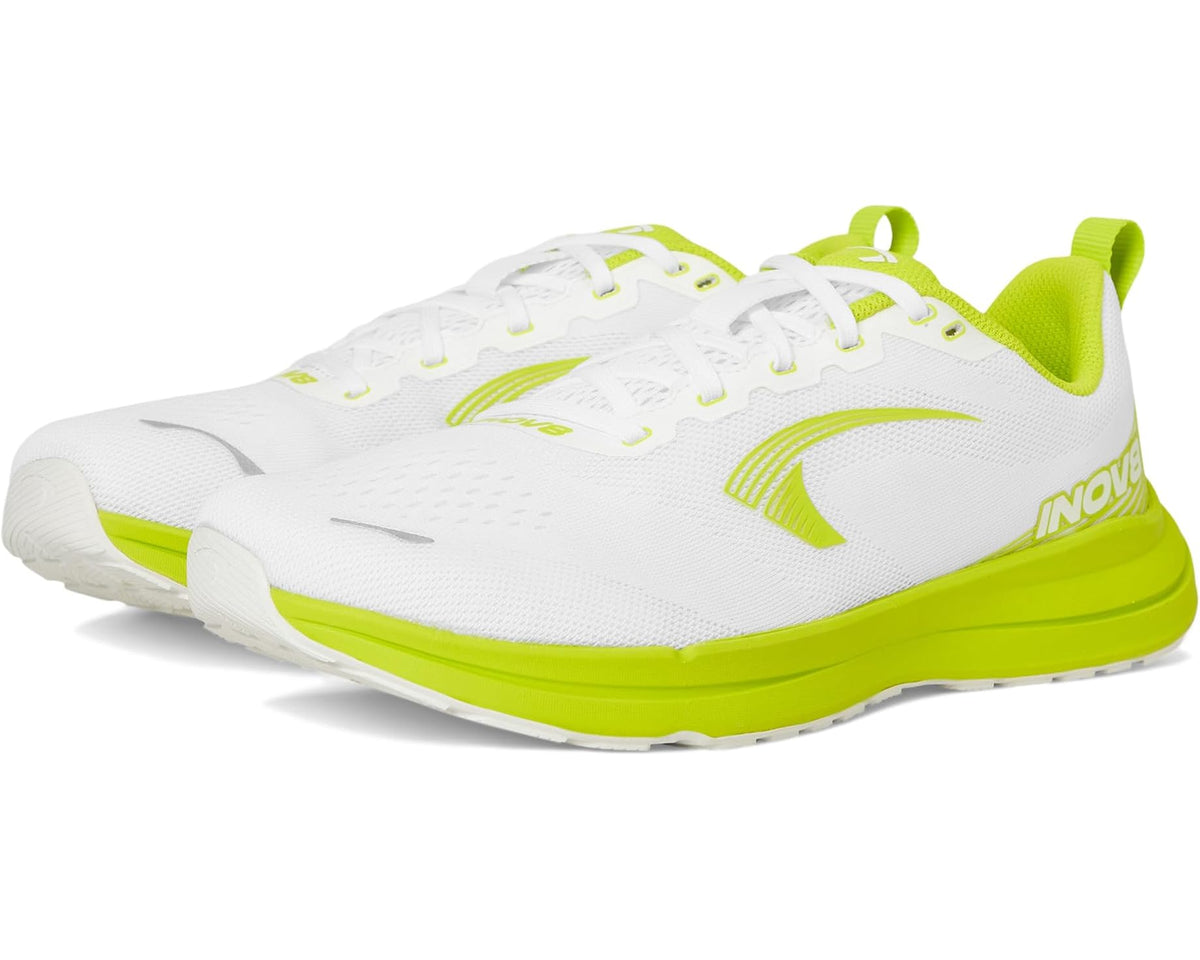 INOV8 Roadfly Zero men's running shoes, white knit upper with neon green trim