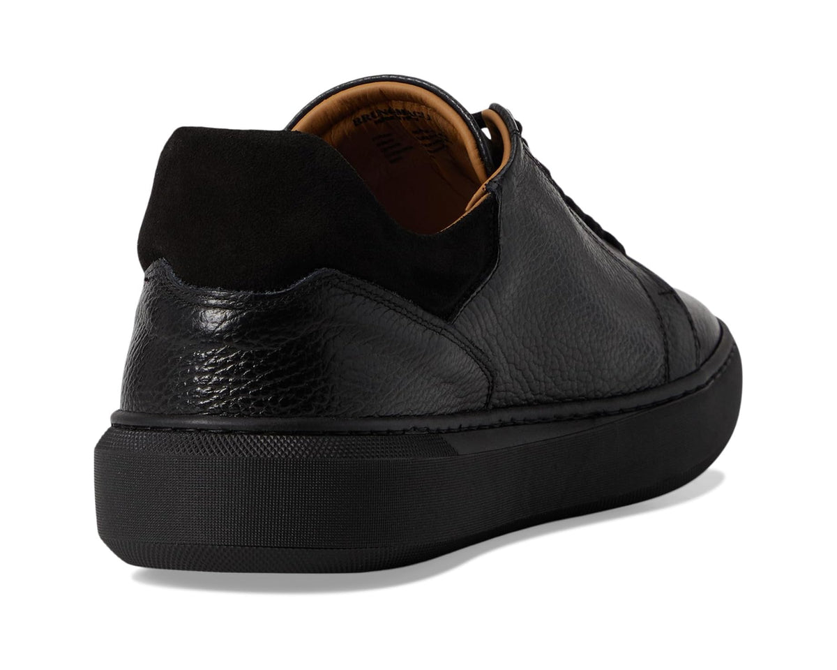 Men's black leather lace-up sneaker with padded collar and visible heel logo
