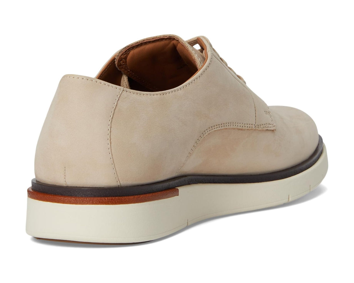 Men's sand nubuck oxford with cushioned ankle lining and stacked rubber sole