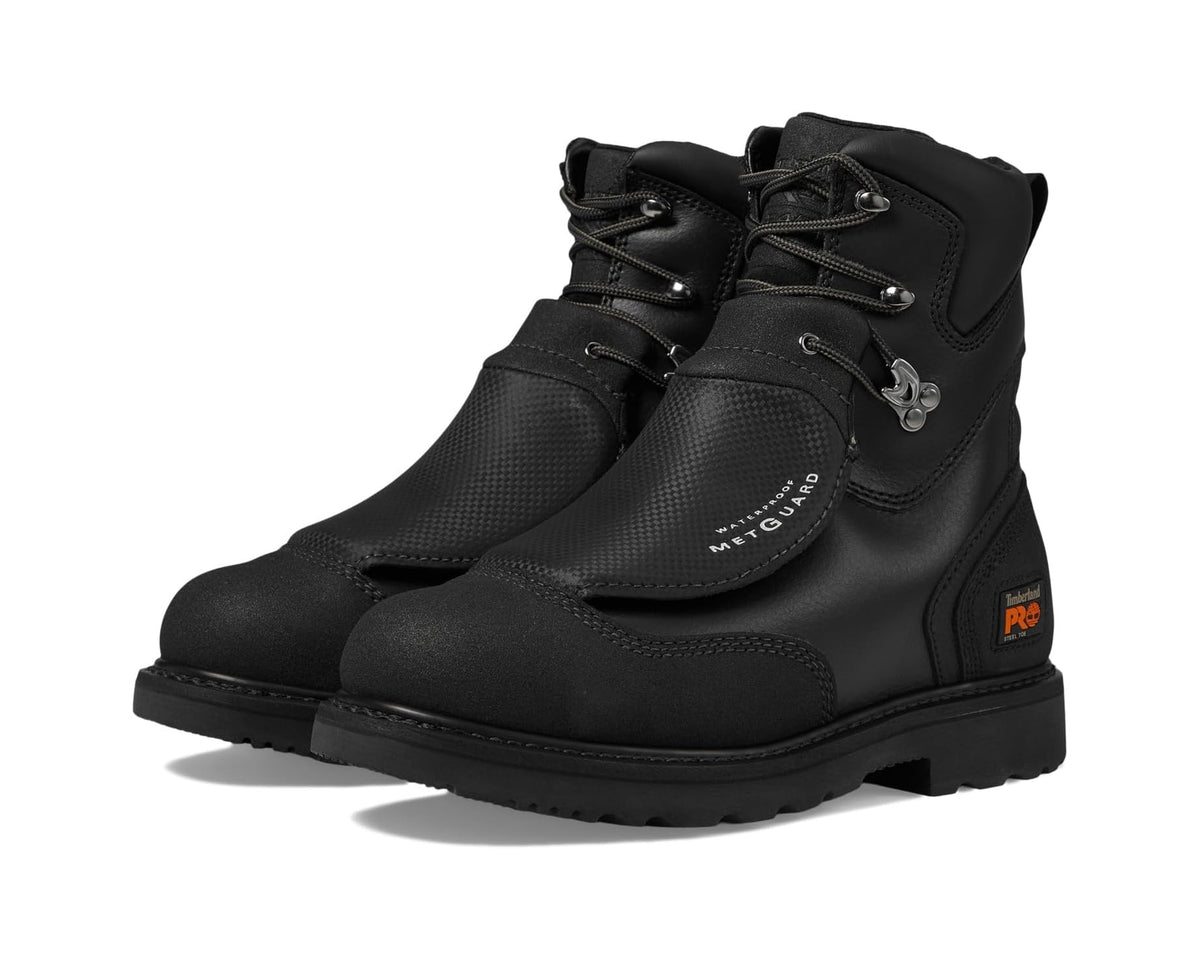 Black 8-inch lace-up work boot with padded collar and PRO logo