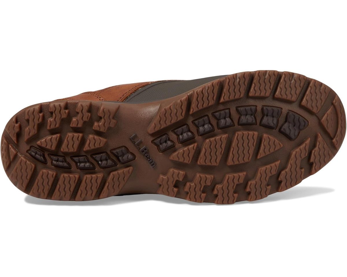 Outsole tread of L.L.Bean chelsea boots, oakwood brown rubber with lug pattern