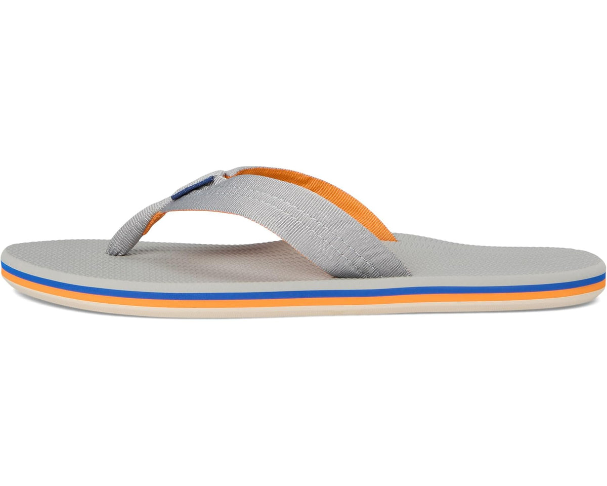 Men's hari mari flip-flops, light gray thong style with blue and orange edge trim