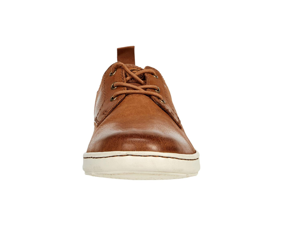 Born Men's Marcus brown leather lace-up shoes front view with white rubber sole