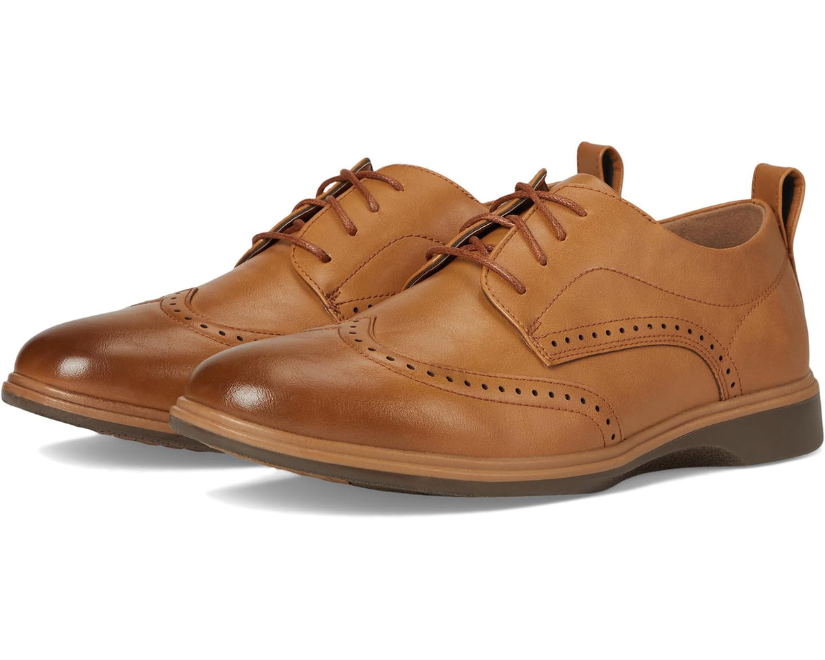 Men's Deer Stags lace-up oxford shoes in honey tan with wingtip perforations