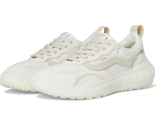 Light cream unisex low-top sneakers with lace-up front and chunky textured sole
