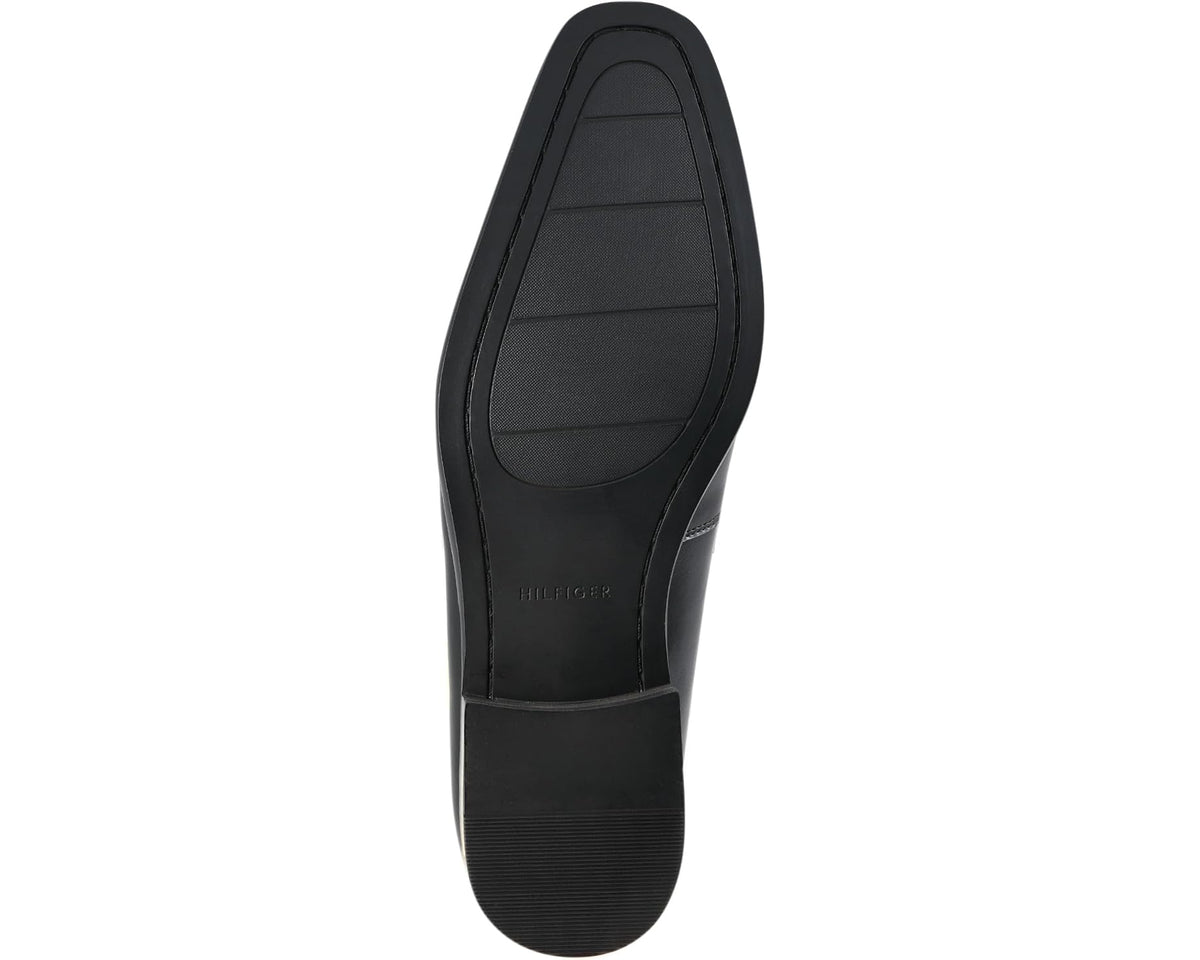 Black leather loafer outsole and heel profile view