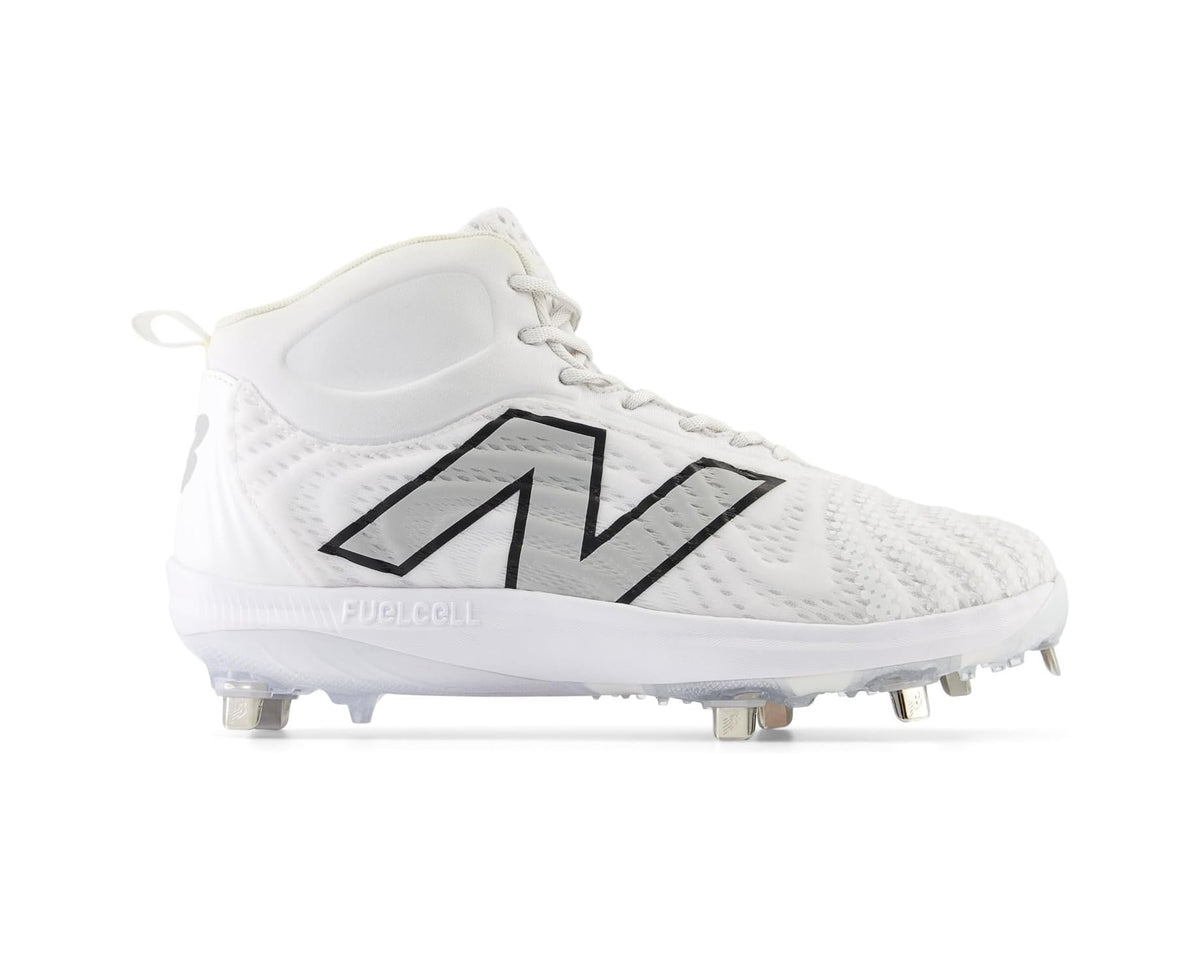 Men's New Balance FuelCell 4040 mid baseball cleat, white with black N logo