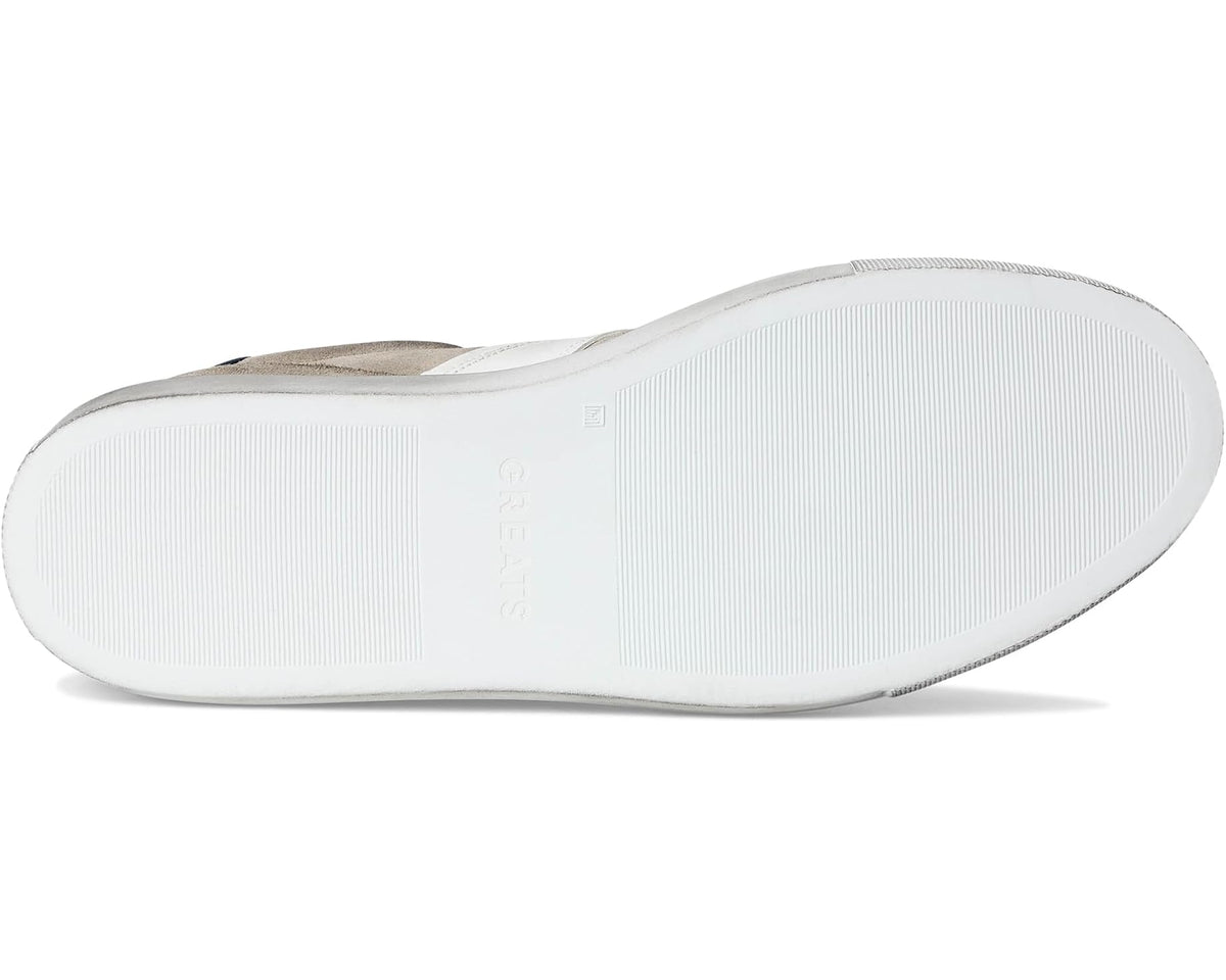 Men's GREATS sneaker outsole with textured tread and white rubber base