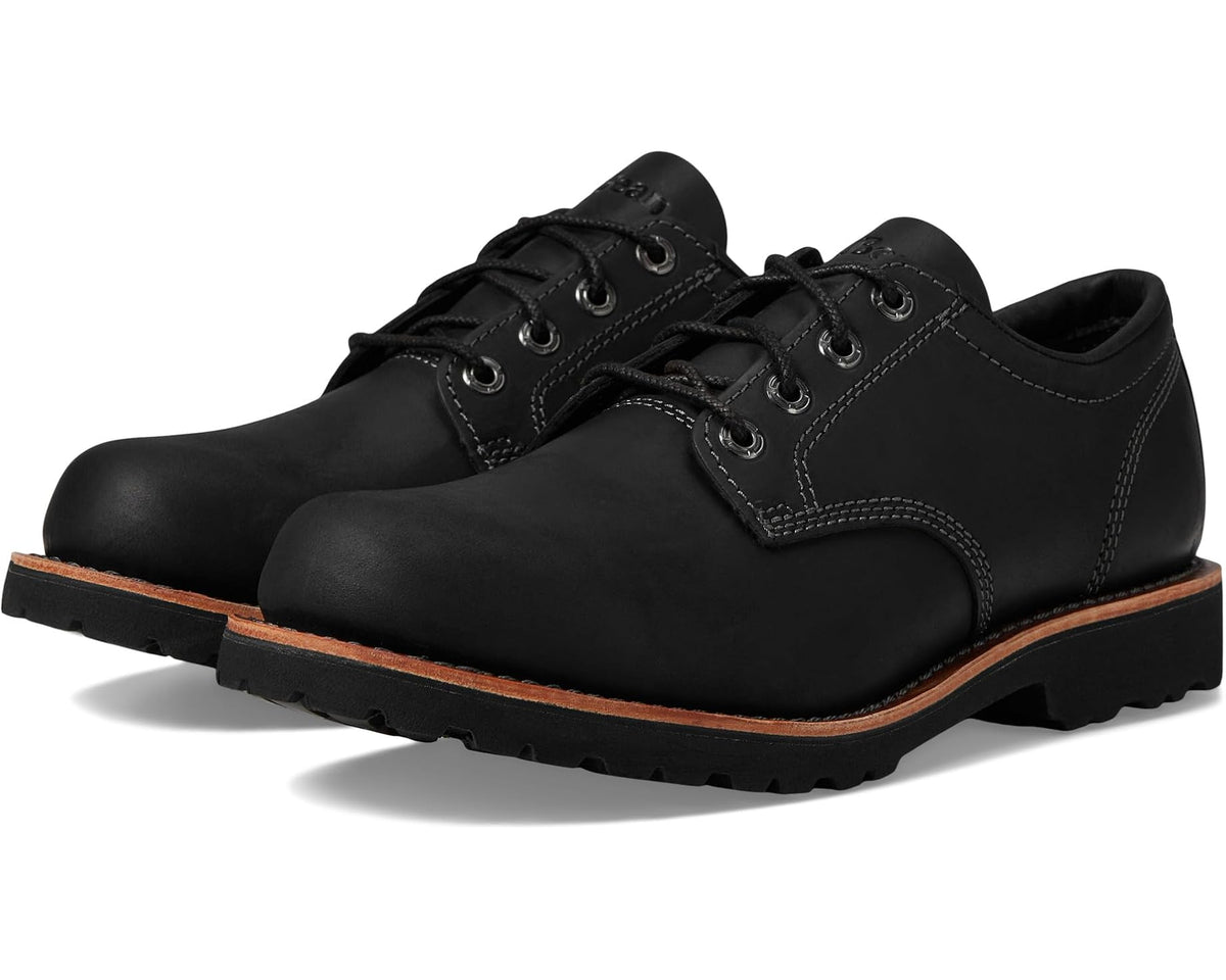 Men's L.L.Bean Bucksport plain-toe shoe in black leather with lace-up eyelets