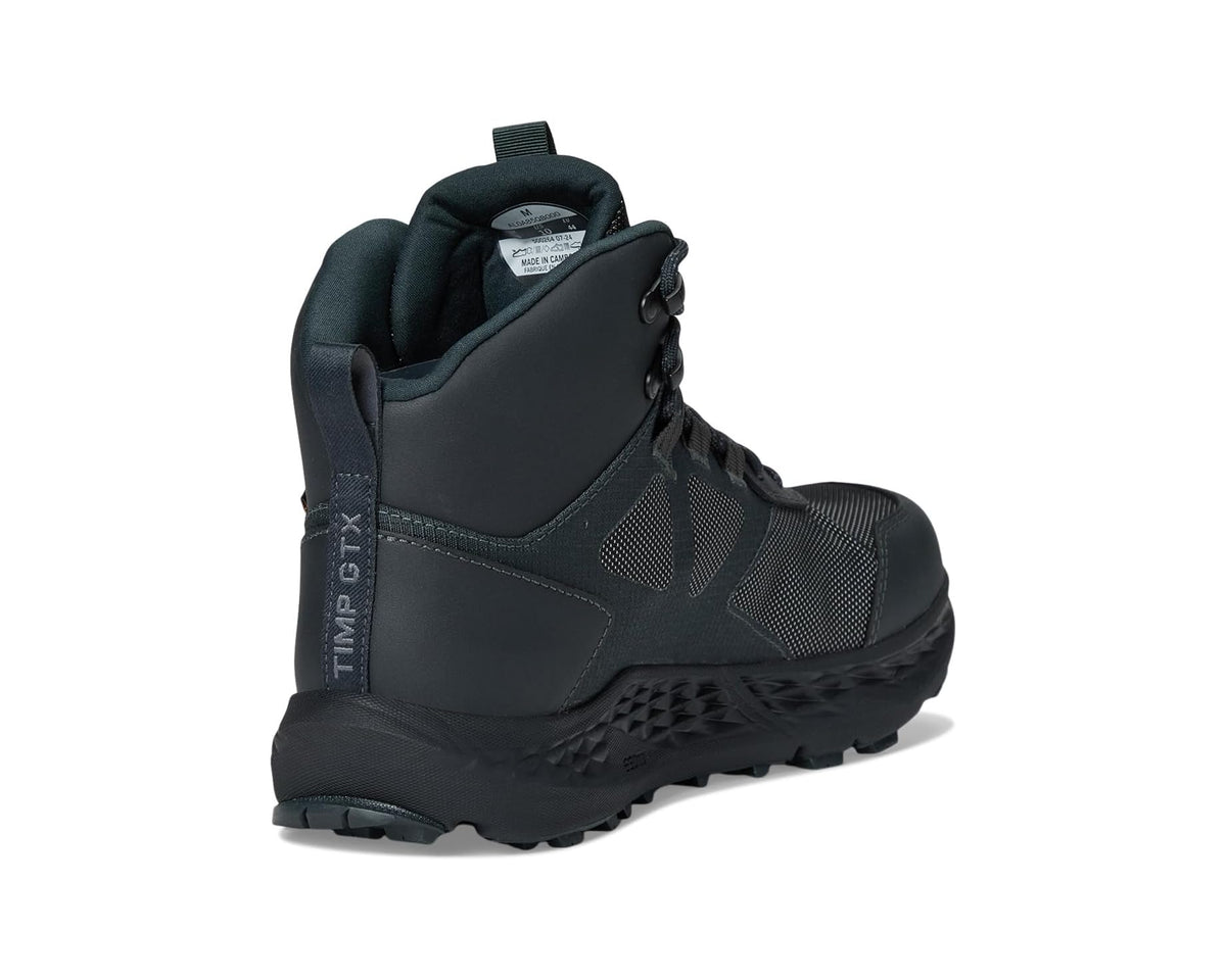 Black ankle hiker boot with padded collar and rear pull tab