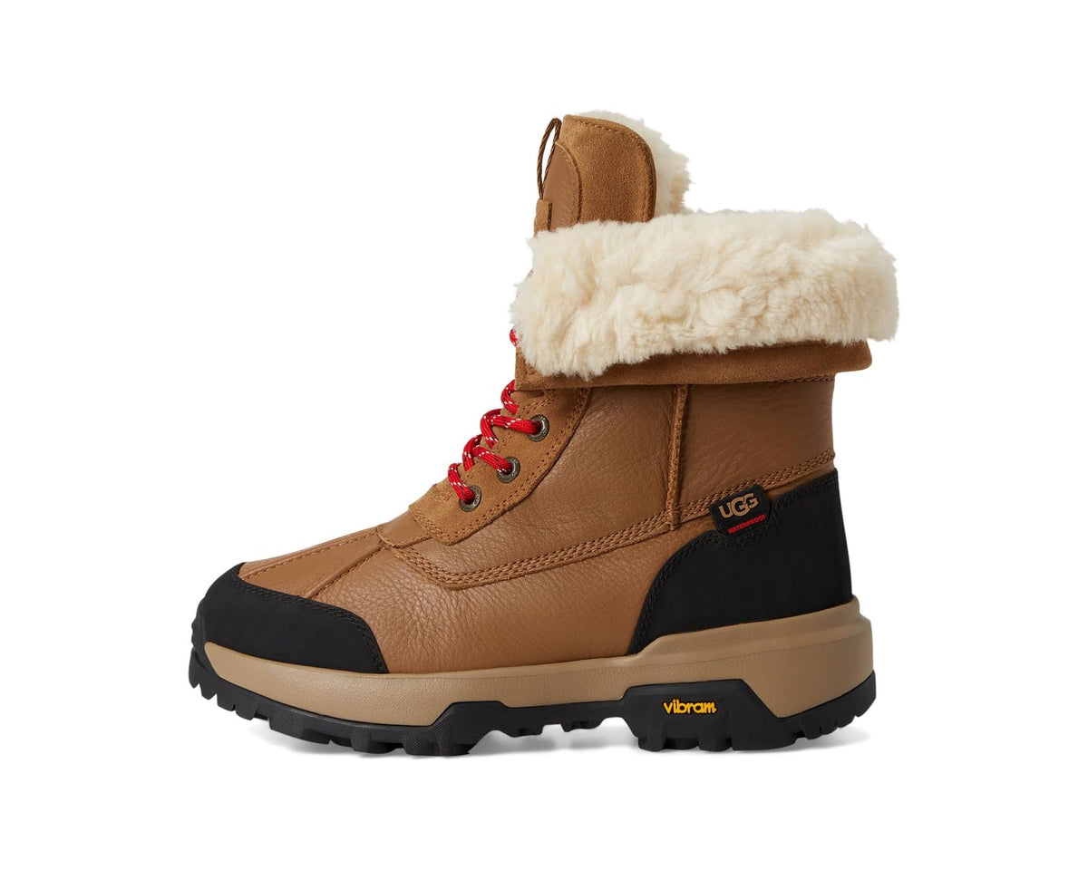 Men's UGG Adirondack boots chestnut upper with white faux-fur collar and red laces