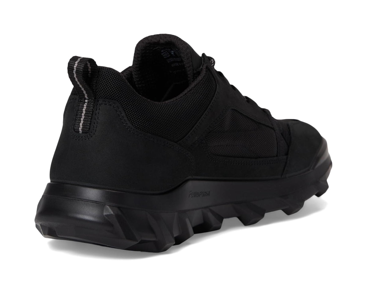 Black sneaker heel with padded collar, back nubuck panel, grippy tread sole
