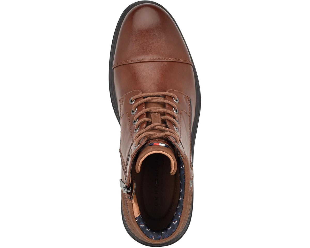 Men's Tommy Hilfiger Oregon cognac boot with lace-up front and cushioned interior