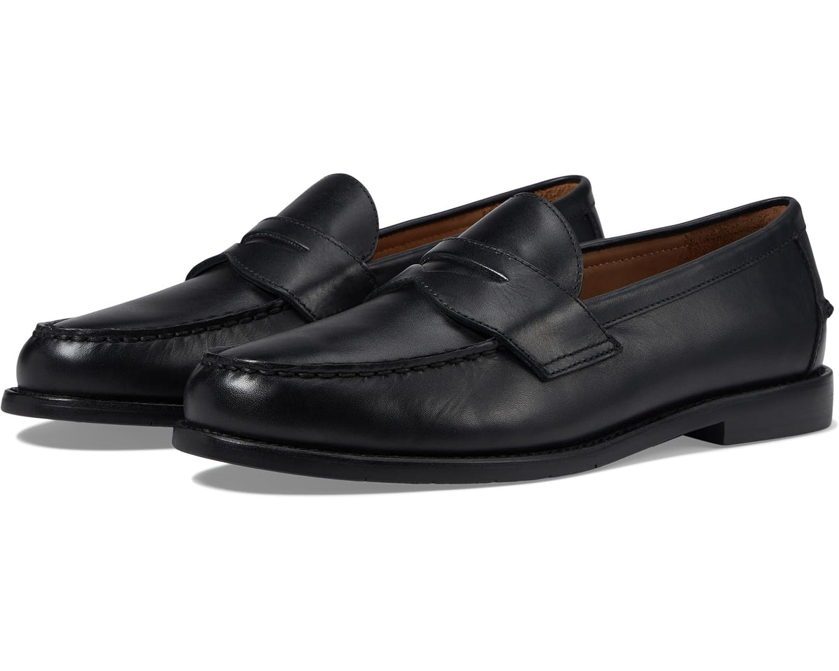 Men's black leather penny loafer with strap, Polo Ralph Lauren