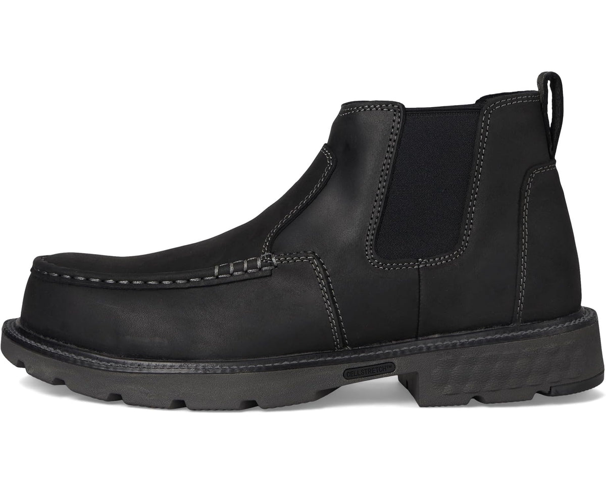 Men's Twisted X black work Chelsea boots side view with thick lug sole